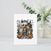 Moo or Boo Halloween Koe Briefkaart (Staand voorkant)
