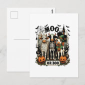 Moo or Boo Halloween Koe Briefkaart (Voorkant / Achterkant)