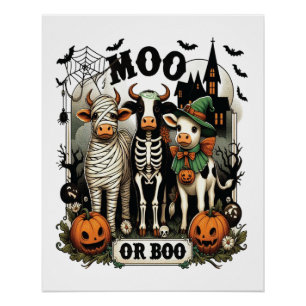 Moo or Boo Halloween Koe Perfect Poster