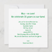 Moo - over! Koe verjaardag, boerderij verjaardagsu Kaart (Achterkant)