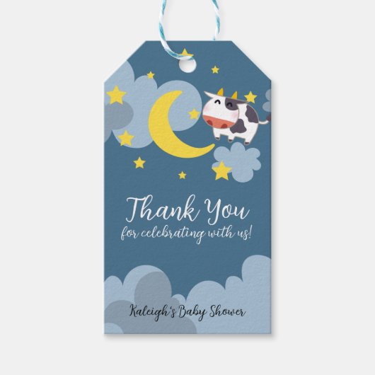 Moo Over The Moon Baby shower Cadeaulabel (Voorkant)