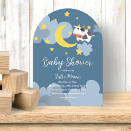 Moo Over The Moon Baby shower Kaart