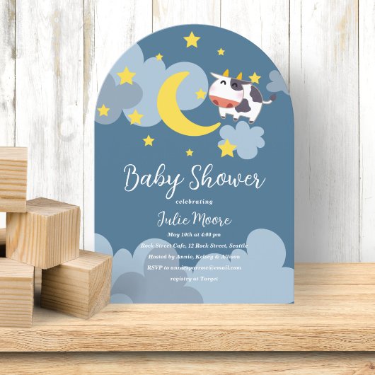 Moo Over The Moon Baby shower Kaart
