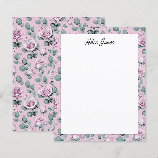 Moo Papier met Lavendel Bloemmotief en Script Lett (Voorkant / Achterkant)