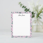 Moo Papier met Lavendel Bloemmotief en Script Lett (Staand voorkant)