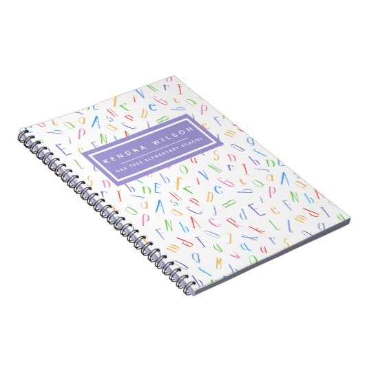 Moo patroon met alfabet - voor kinderen of leerkra notitieboek (Rechterzijde)