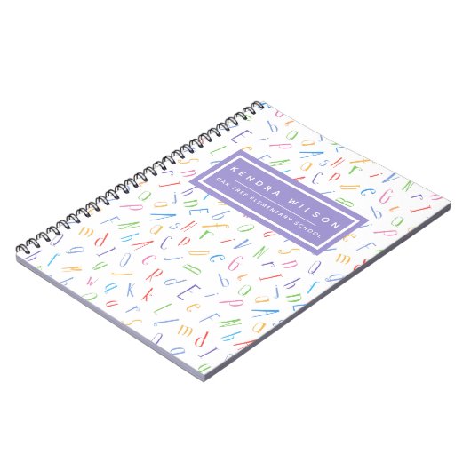 Moo patroon met alfabet - voor kinderen of leerkra notitieboek (Linkerzijde)