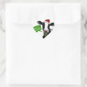 Moo rry Kerstmis! Funny Holiday Koe in Santa Hat Hart Sticker (Tas)