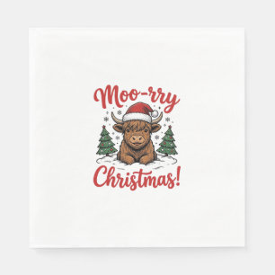 Moo-rry Kerstmis Hoogland Koe Oude T-shirt Ontwerp Servet