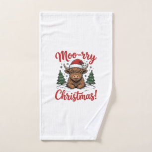 Moo-rry Kerstmis Hoogland Koe Vintage Shirt Ontwer Handdoek