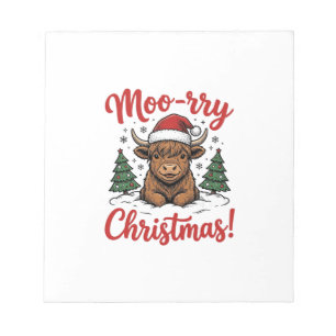 Moo-rry Kerstmis Hoogland Koe Vintage Shirt Ontwer Notitieblok