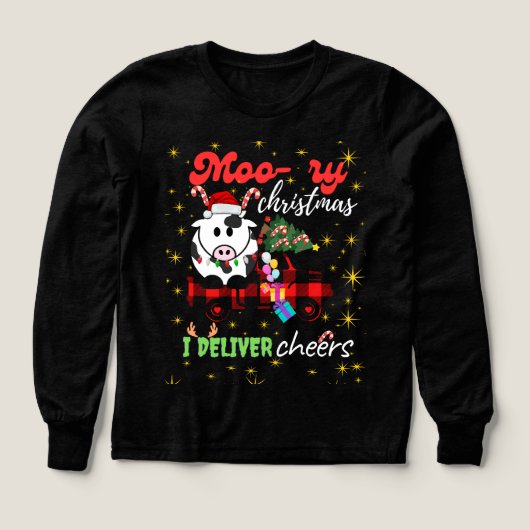 Moo-ry Christmas Cow in Plaid Truck Holiday design (Voorkant)