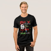 Moo-ry Christmas Cow in Plaid Truck Holiday design Tri-Blend Shirt (Voorkant volledig)