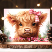 Moo-ry Christmas Highland Koe Feestdagen Kaart