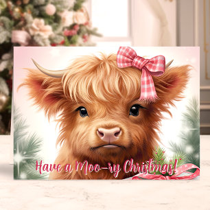Moo-ry Christmas Highland Koe Feestdagen Kaart