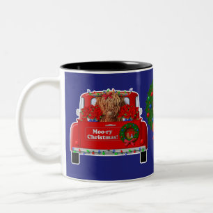 Moo-ry Christmas Little Red Truck Tweekleurige Koffiemok