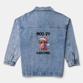 Moo-ry Christmas Schotse Hoogland Koe Denim Jacket