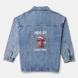 Moo-ry Christmas Schotse Hoogland Koe Denim Jacket
