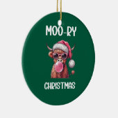 Moo-ry Christmas Schotse Hoogland Koe Keramisch Ornament (Rechts)