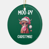 Moo-ry Christmas Schotse Hoogland Koe Keramisch Ornament (Links)
