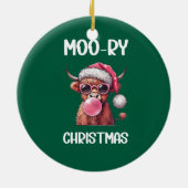 Moo-ry Christmas Schotse Hoogland Koe Keramisch Ornament (Achterkant)