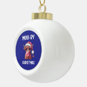 Moo-ry Christmas Schotse Hoogland Koe Keramische Bal Ornament (Rechts)