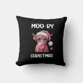 Moo-ry Christmas Schotse Hoogland Koe Kussen