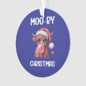 Moo-ry Christmas Schotse Hoogland Koe Ornament (voorkant)