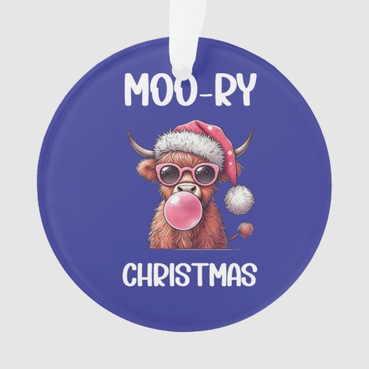 Moo-ry Christmas Schotse Hoogland Koe Ornament (voorkant)