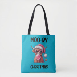 Moo-ry Christmas Schotse Hoogland Koe Tote Bag