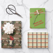 Moo-ry Kerst Koe Wrapping Papier
