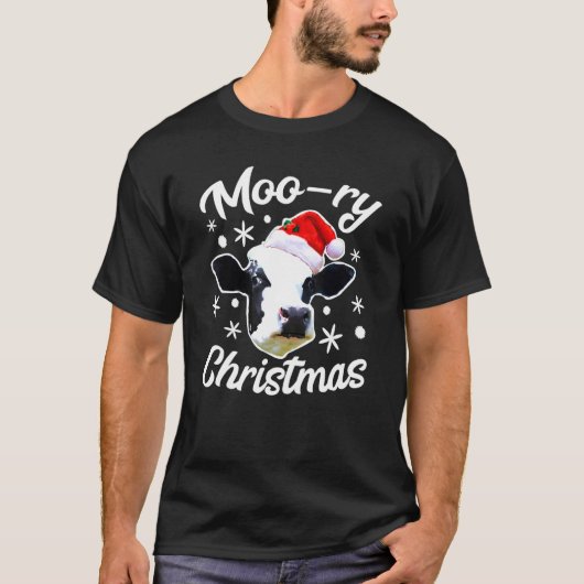Moo Ry Kerst Koet Vakantie T-shirt (Voorkant)