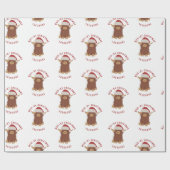 Moo-ry Kerstmis schattig shaggy Highland koe Santa Cadeaupapier (Vlak)