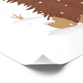 Moo-ry Kerstmis schattig shaggy Highland koe Santa Foto Afdruk (Hoek)