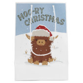 Moo-ry Kerstmis schattig shaggy Highland koe Santa Medium Cadeauzakje (Achterkant)