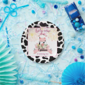 Moo schattig bloemenroze Heilige Koe 1e Verjaardag Papieren Bordje (Feest)