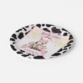 Moo schattig bloemenroze Heilige Koe 1e Verjaardag Papieren Bordje (Gekanteld)