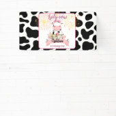 Moo schattig bloemenroze Heilige Koe 1e Verjaardag Spandoek (Insitu)