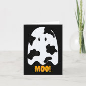 Moo! Schattige Leuk Koe Print Ghost Halloween T-sh Kaart (Voorkant)