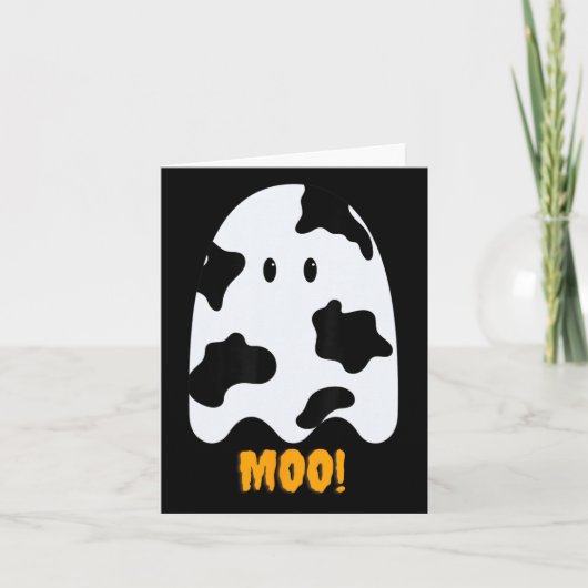 Moo! Schattige Leuk Koe Print Ghost Halloween T-sh Kaart (Voorkant)