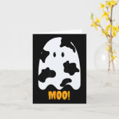 Moo! Schattige Leuk Koe Print Ghost Halloween T-sh Kaart (Gele Bloem)