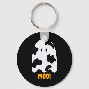 Moo! Schattige Leuk Koe Print Ghost Halloween T-sh Sleutelhanger