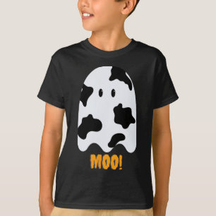 Moo! Schattige Leuk Koe Print Ghost Halloween T-sh T-shirt