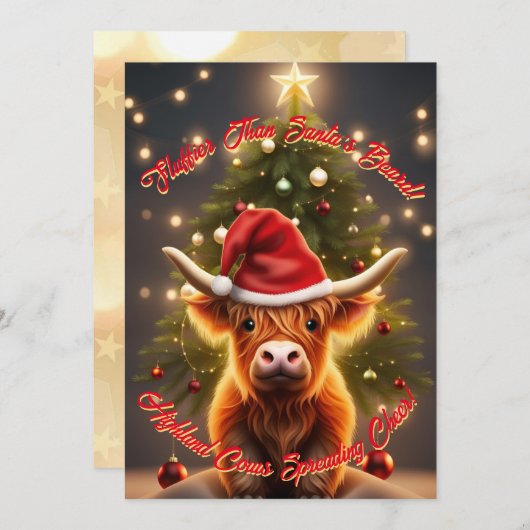 Moo Schattige Schotse Hoogland Koe Landelijke Kers Feestdagenkaart (Voorkant / Achterkant)