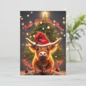 Moo Schattige Schotse Hoogland Koe Landelijke Kers Feestdagenkaart (Staand voorkant)