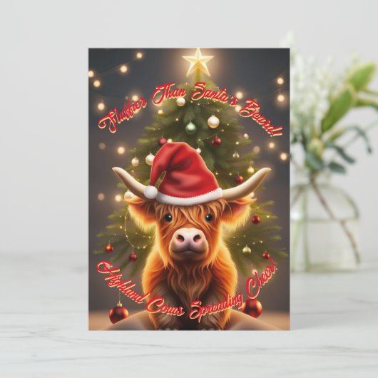 Moo Schattige Schotse Hoogland Koe Landelijke Kers Feestdagenkaart (Staand voorkant)