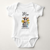 Moo Schattigee Koe Zonnebloemen Gepersonaliseerd B Romper (Voorkant)