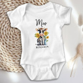 Moo Schattigee Koe Zonnebloemen Gepersonaliseerd B Romper