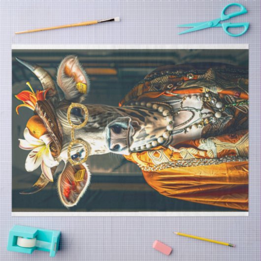 Moo-schitterende Marigold Koe Decoupage Tissuepapier (Craft)