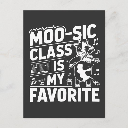 Moo-sic Class is mijn favoriete Funny Moo Koe Scho Briefkaart (Voorkant)